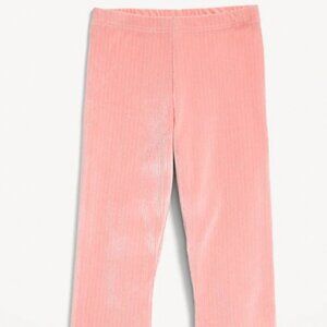 High-Waisted Pink Ribbed Velvet Flared Leggings for Girls Size XL NWT